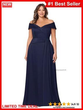 Satin Off the Shoulder Floor Length Dress Plus Size Formal